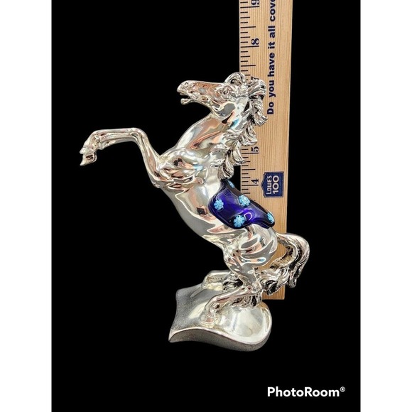 Ponte Vecchio Firenze Electro-Formed Silver Horse Glass Saddle Made in Italy - Picture 4 of 11